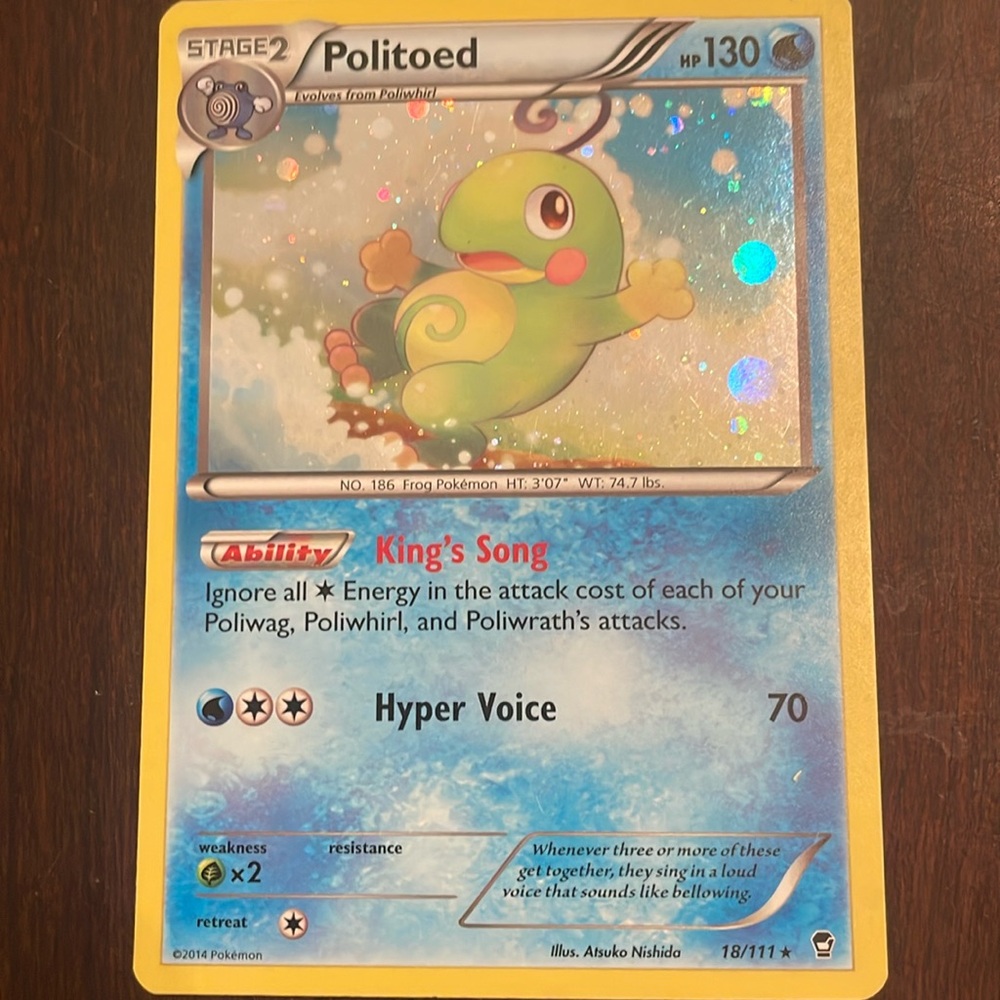 2014 stage two Politoed 18/111, HP 130, Ability is Kings song